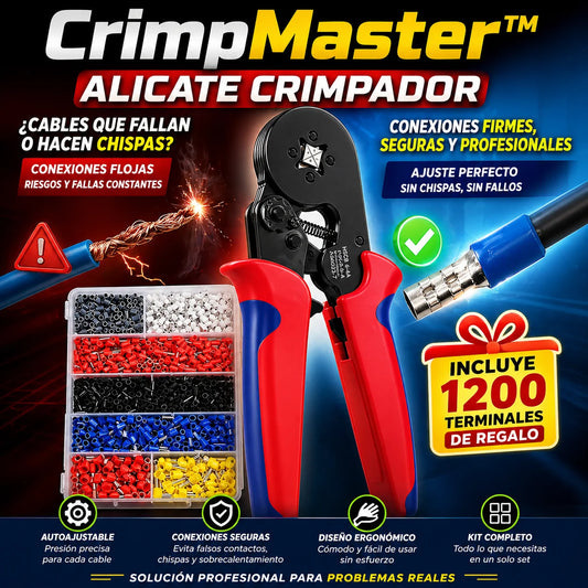 CrimpMaster™ Alicate Crimpador + 1200 terminales de regalo