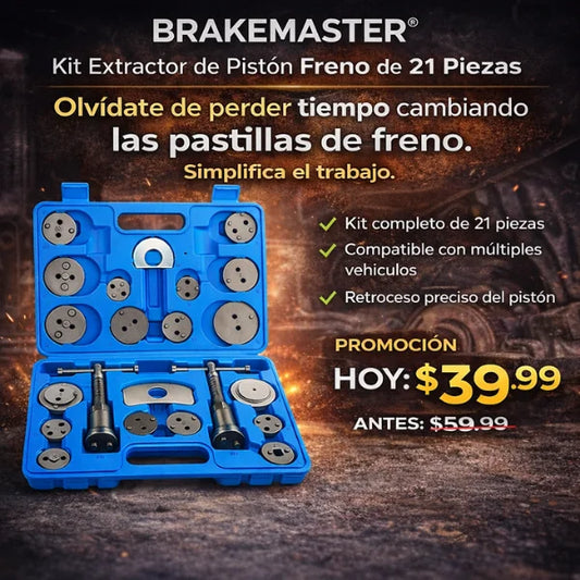 BRAKEMASTER® Kit Extractor de Pistón de Freno 21 Piezas