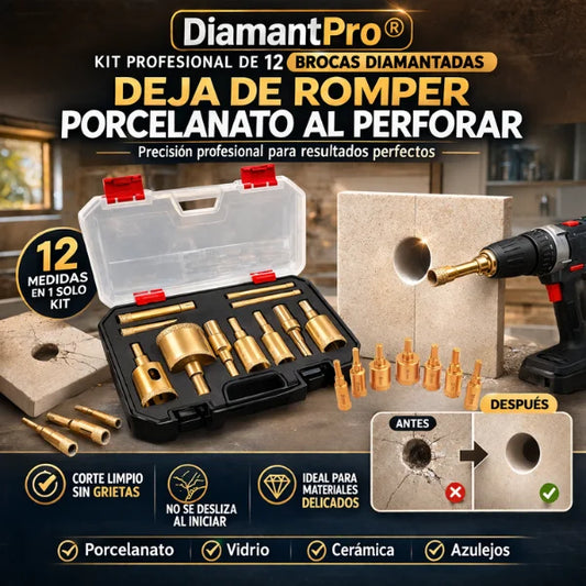 DiamantPro® Kit Profesional de 12 Brocas Diamantadas
