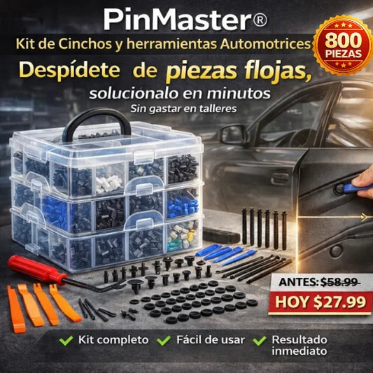 PinMaster® Kit de Cinchos y herramientas Automotrices (800 Piezas)